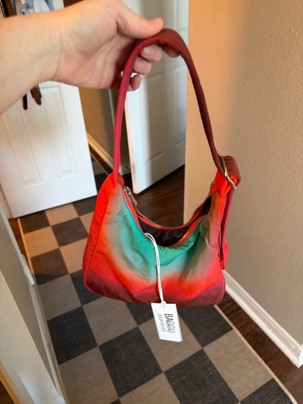 BAGGU Mini Nylon Shoulder Bag in Rain - Picture 2 of 3